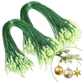 CCINEE 200 Pcs 7.9" Inch Christmas Ornaments String Hanger,Precut Ribbon Hook Metallic Sliver Ornament String with Snap Fastener for Christmas Holiday Ornaments Hanging Decoration