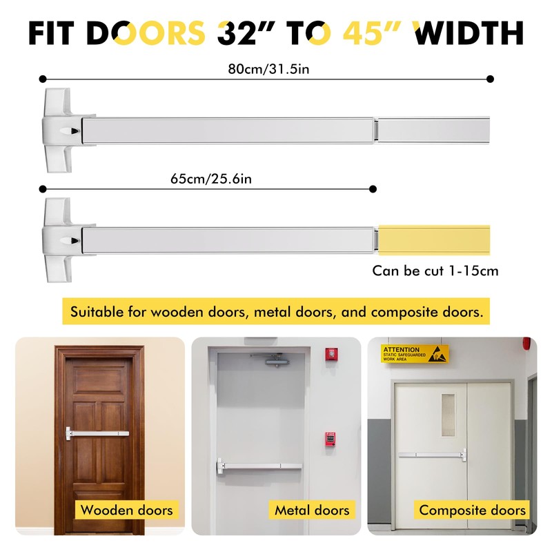 YUCHENGTECH Door Push Bar Panic Exit Device 31.5IN Panic Bars
