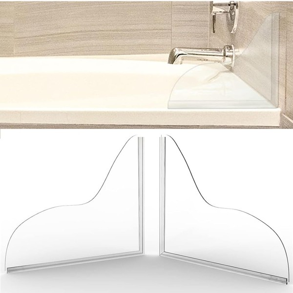 2Pcs Shower Splash Guard,Self-Glue Shower Splash Guard for Bathtub, Integral
