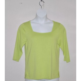 Linea by Louis Dell'Olio Square Neck Short Sleeve Sweater Size S Lime