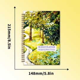 YMWALK A5 Budget Planner With Stickers, Undated Financial Tracker and Savings Planner for Effective Money Management, Including Expense and Savings Log, Start Anytime (Landscapes)