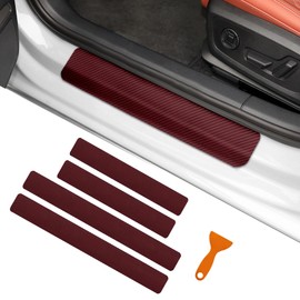 QZTYTY 4PCS Car Door Sill Protector, Car Door Edge Guards, 3D Carbon Fiber Auto Door Entry Edge Guard Protection Trim, Anti-Scratch Car Door Threshold Strips Car Accessories for Vehicles (3D Wine red)
