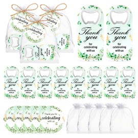 50Pcs Leaf Baby Shower Bottle Opener Favors for Guests Cute Magnetic Handheld Bottle Openers with Organza Bags and Thank You Cards, for Gender Reveal Theme Party Decorations Rerurn Gift Souvenirs