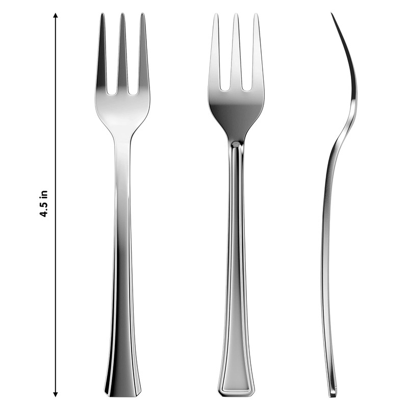 Exquisite Plastic Mini Forks 100CT Premium Quality Silverware Silver Look