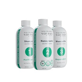 Nanoplastia Capilar Alisado Sin Formol | Tratamiento Profesional | Con Keratina Orgánica | Todo Tipo de Cabello | 250 ml x 3
