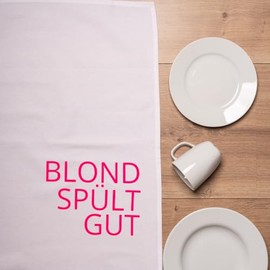 Tea Towel White Blond Rinses Well Neon Pink