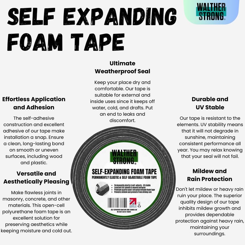 Walther Strong Self-Expanding Foam Tape | 5-35mm x 4.6m Weather