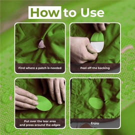 aZengear Down Jacket Repair Patches | Pre-Cut, Self-Adhesive, Soft, Waterproof, Tear-Resistant Rip-Stop Nylon Fabric to Fix Holes in Clothing, Sleeping Bags, Ski Pants (11 Pieces) (Neon Green)