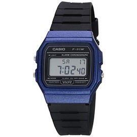 Casio Watch F-91WM-2ACF Blue Resin Waterproof Unisex Adult Black/Blue OSZ Accessories