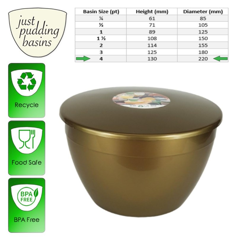 Just Pudding Basins 4 Pint Large Bowl with Lid for