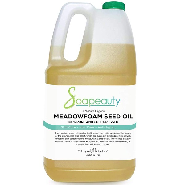 Soapeauty MEADOWFOAM SEED OIL Cold Pressed Unrefined | 100% Pure Natural Meadowfoam Seed Oil for Face & Hair | Moisturizer for Skin, Promotes Hair Growth, Balms | (7LBS)