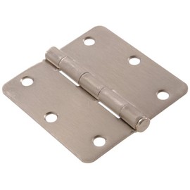 The Hillman Group 852797 3" Residential Door Hinge - 1/4" Round Corner - Removable Pin - Full Mortise - Satin Nickel 1-Pack
