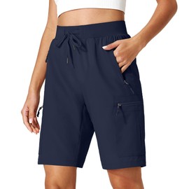 Ksmien - Pantalones cortos cargo para mujer, de secado rápido, ligeros, con bolsillos con cierre, para viajes, golf, camping