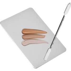 Paleta de Mezcla de Maquillaje, Paleta de Maquillaje Rectangular de Acero Inoxidable con Espátula, Disco de Almacenamiento para Mezclar Sombras de Base Cosmética