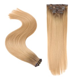 PROTEA Seamless Clip In Hair Extensions, Straight Clip in Human Hair for Women, Invisible PU Skin Weft Remy Human Hair Extensions, 10T14 18inch 100g