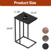 WLIVE Black Side Table Set of 2, C Shaped End