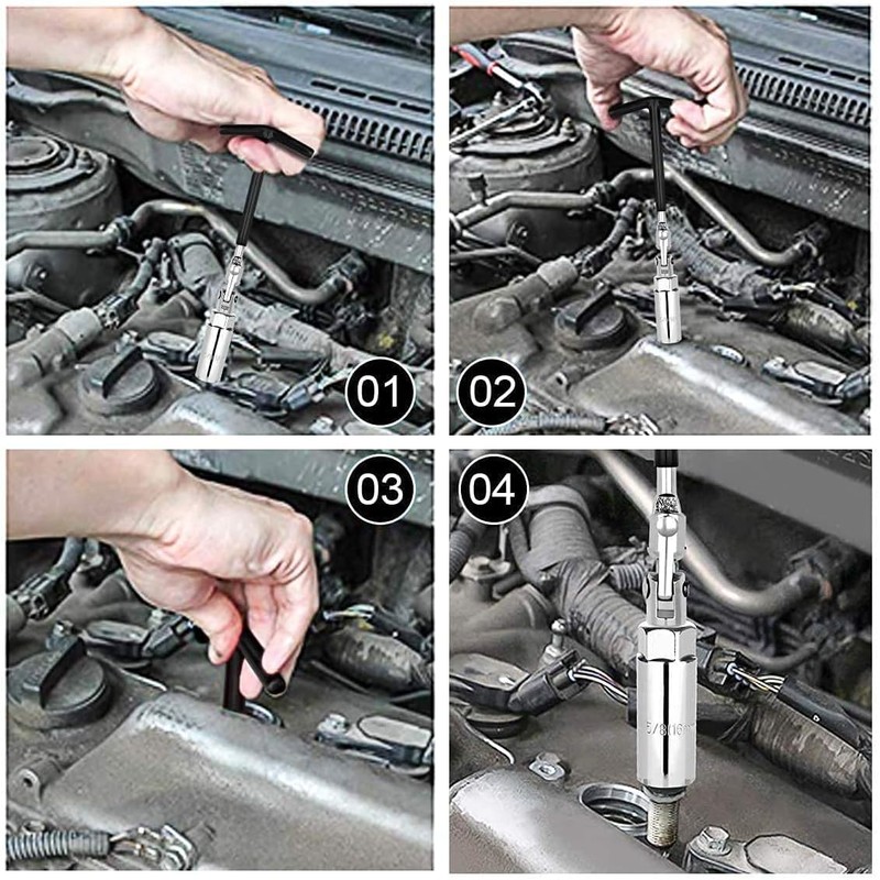 Mr. Gadget's Solutions 4PC T-Bar Spark Plug Spanner Wrench Set