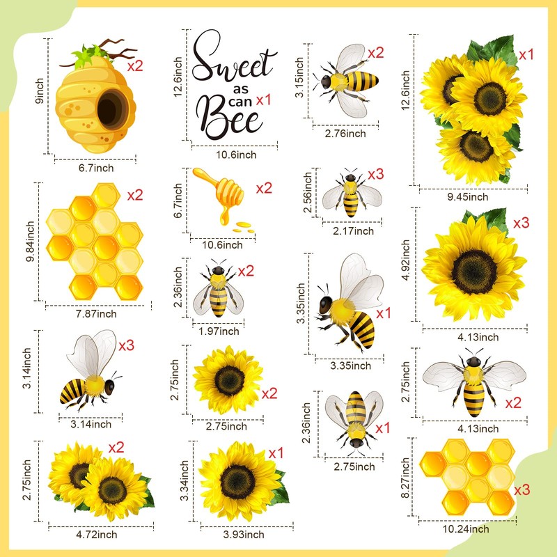 Rozer 35 Pcs Summer Bee Bulletin Board Decorations Back to