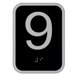 BuildingSigns.com Elevator floor number 9 sign - Elevator Jamb Plate 9( 3x4, cast-REF24-102