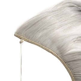 Secret Headband Wire in Natural Hair Extensions Rubber Band Straight Curly Wavy Hairpieces Brown Blonde Ombre for Women 20" Straight - Silver grey