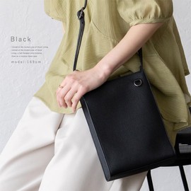 Gratante abb-g0019 Genuine Cowhide Leather Square Mini Shoulder Bag, Women's Shoulder Bag, Black