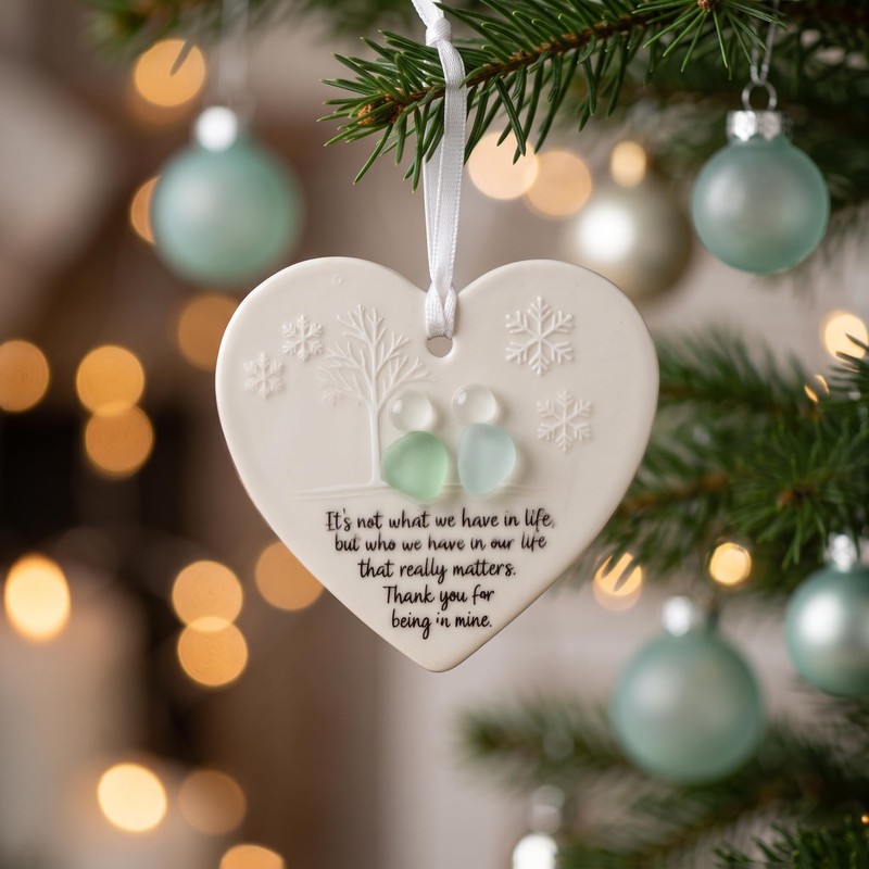 3D Sea Glass Figures Ceramic Heart Ornament, Best Friend Birthday