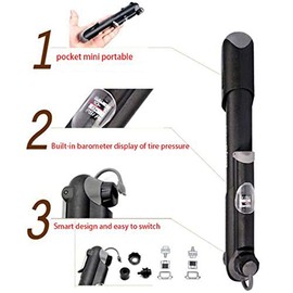 Rabbitstorm Mini Bomba de Bicicleta, Bomba de Bicicleta Portátil con Barómetro - Alta Presión 120 PSI para Neumáticos de Montaña, Carretera, Híbridos y Bicicletas BMX y Balones Deportivos