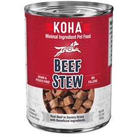 KOHA Minimal Ingredient Beef Stew for Dogs, High Protein Limited Ingredient Dog Food, 12.7oz Cans (Case of 12)
