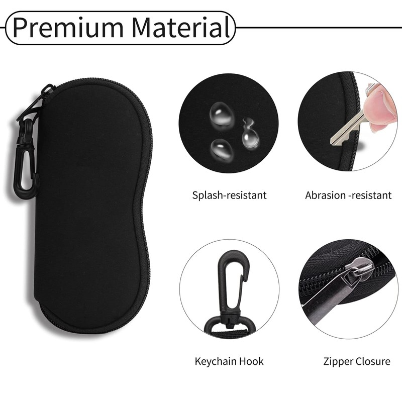 Sunglasses Case Ultra Light Neoprene Zipper Eyeglass Soft Case with