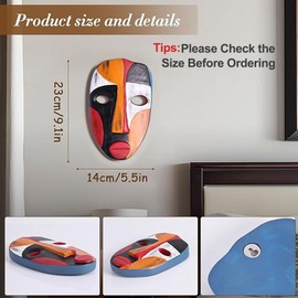 QIANLING African Masks Wall Decor, Resin Abstract African Mask, African Masks Wall Decor for Home Decor Modern, African Tribal Art Wall Decor,Wall Hanging Masks for Living Room, Office, Bedroom