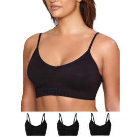 DIXXSON Pack of 3 Women's Bralette Bra Soft Padded Adjustable without Underwire Yoga and Leisure (Size XS - XL), black