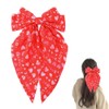 Love Heart Print Ribbon Hair Bows Girls Oversize Satin bowknot
