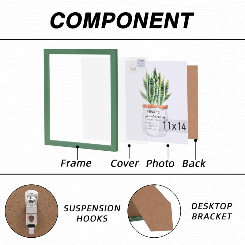 Muzilife 5 Pack 11x14” Picture Frames, Green Picture Frames for