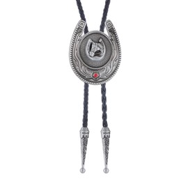 GelConnie Bolo Tie for Men Western Cowboy Horseshoe Shaped Pendant Bolo Ties Punk Retro Unisex Jewelry for Men Women