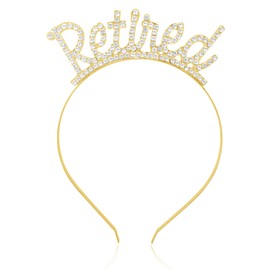 Gold Retirement Crown Headband for Women,Rhinestone Tiara,Modern Retirement, Female, Women's Classic Headband for Women Retirement Party Decorations Supplies