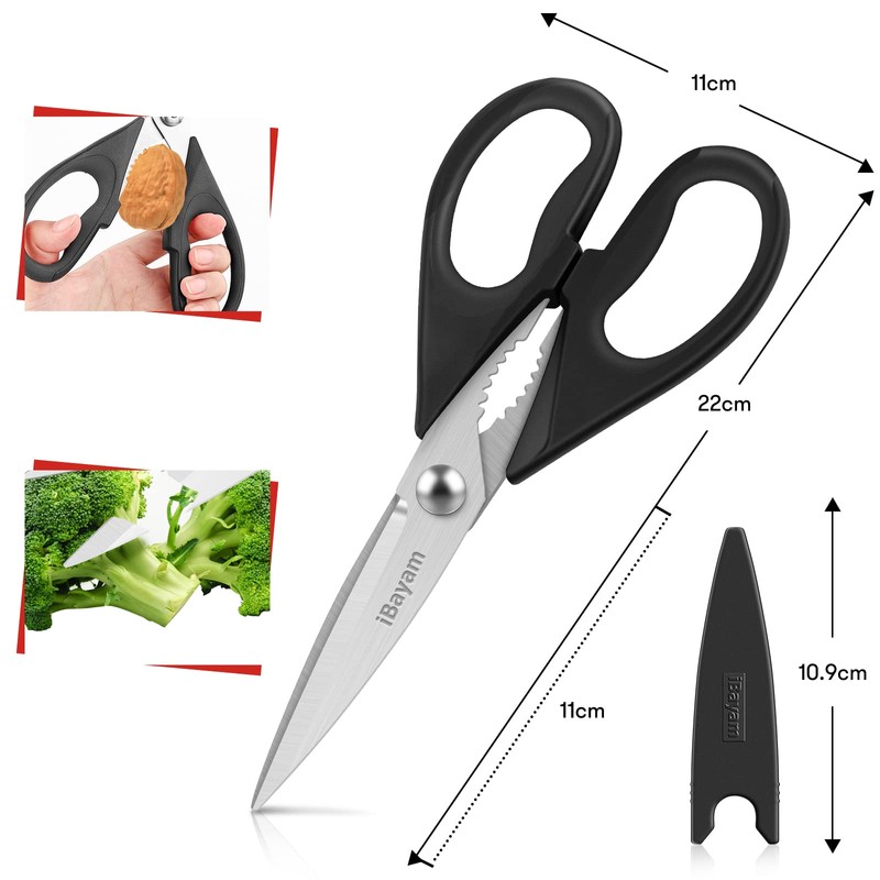 iBayam All Purpose Kitchen Scissors, Kitchen Shears with Protective Sheath
