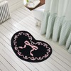 Scalloped Pink Bow Bathroom Mat Non Slip Heart Shaped Bow
