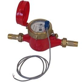 PRM 3/4 Inch Multi-Jet Brass Totalizing Hot Water Meter with Pulse Output - Commercial & Industrial Use, Horizontal Mount, Sealed Dry Dial, Internal Strainer, Viton Seals, Max Temp 194°F