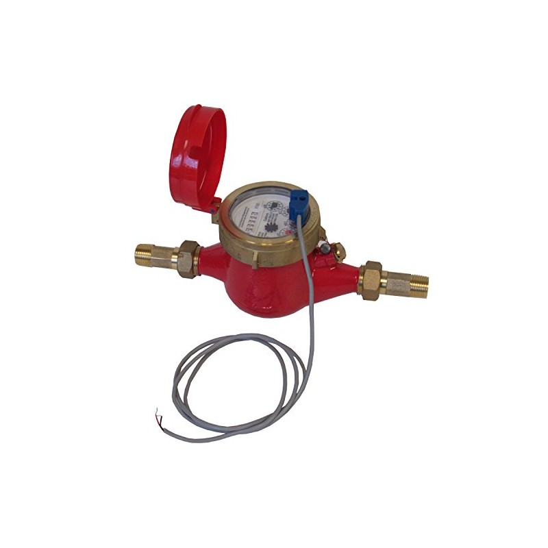 PRM 3/4 Inch Multi-Jet Brass Totalizing Hot Water Meter with