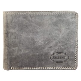 Akzent Men's Genuine Leather Wallet - 11 Card Slots - Vintage Used Look, lightgrey, coin purse