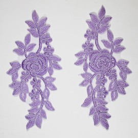 4 X Bridal Lace Applique Floral Corded Wedding Motif #61 (Lilac)