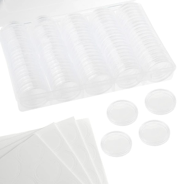 WMYCONGCONG 100個 20/25/27/30mmコインカプセル コインホルダーケースフォームガスケットとプラスチック保護 ボックス付きコイン収納 記念 コンテナクリアラウンドプラスチックコインオーガナイザーケース コイン収集用品用