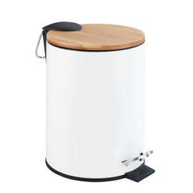 Wenko Tortona Cosmetics Pedal Bin Easy Matte White with Soft Close Mechanism, Metal, 17 x 23.5 x 21 cm