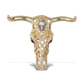 Aqua79 Longhorn Sparkling Refrigerator Magnet - Gold Sparkling Charm Rhinestones Crystals, Cute Sparkly Farm Animal Magnet for Kitchen Door Fridge, Cool Home and Office Novelty Decor - 1.5 Inch