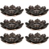 6Pcs 2.28 Inch Black Lotus Shape Zinc Alloy Incense Stick