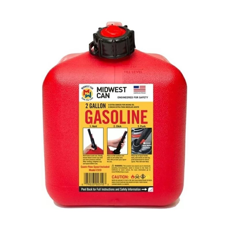 Midwest Can 2310 High Density Polyethylene Red/Black Gas Can with