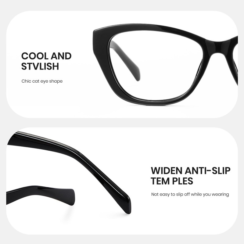 Cyxus Thick Cell Frame, Date Glasses, Blue Light Reduction, No
