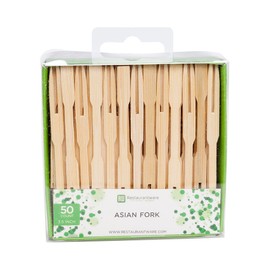 3.5 Inch Wood Fork Picks, 50 Mini Wood Cocktail Forks - Two Pronged, Compostable, Bamboo Mini Cocktail Picks, Sturdy, For Parties Or Catering - Restaurantware