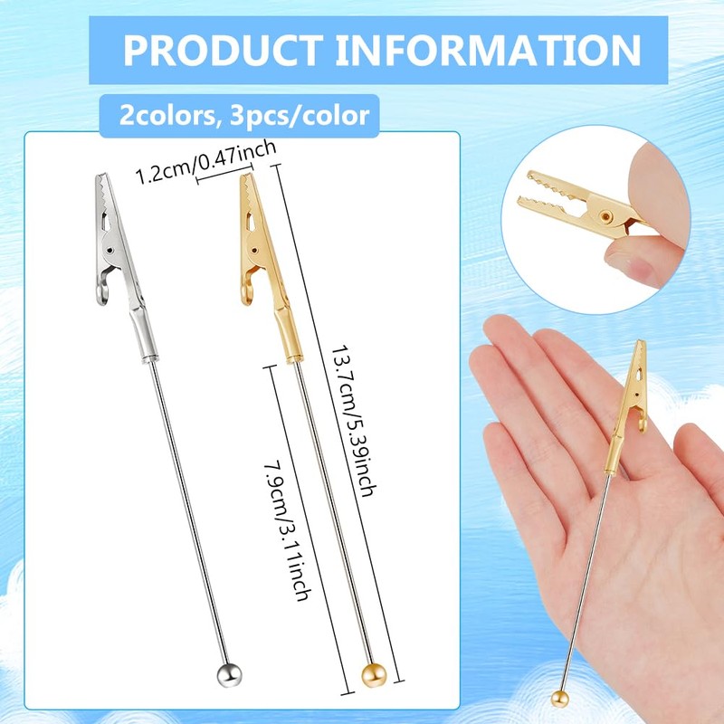 beinkmake 6Pcs Metal Beadable Alligator Clips Beadable Clamps Memo Holder