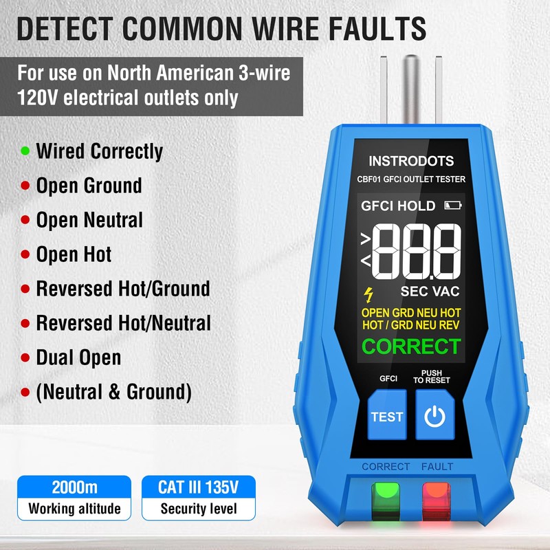 INSTRODOTS Circuit Breaker Finder, Digital Breaker Finder with GFCI Outlet